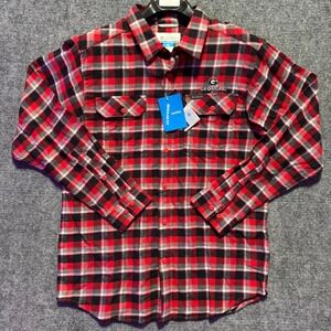 Columbia Georgia Bulldogs Flannel Shirt Mens Medium Red Black Plaid Regular Fit